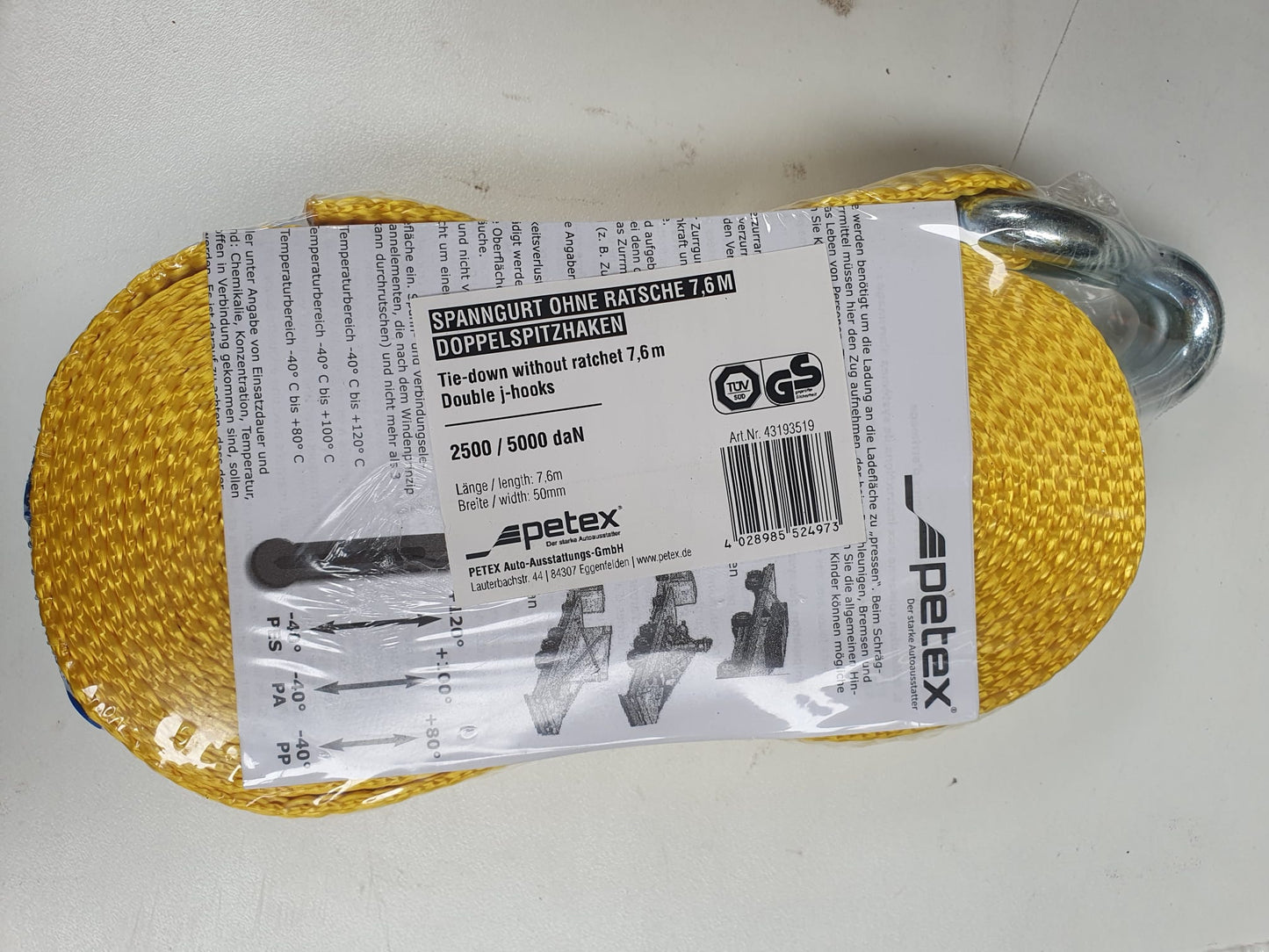 Petex 43193519 cinghia di tensione senza cricchetto 7,6 m, 50 mm