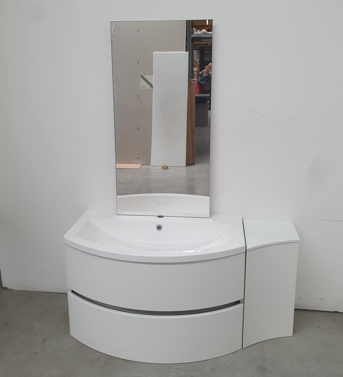 Mobile da bagno bianco semicurvo L 111 cm