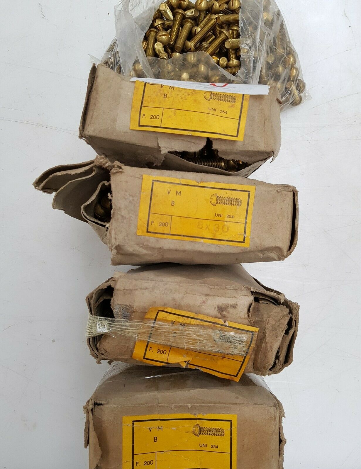 1000 pezzi Viti OTTONE con testa tonda bombata 8x30 UNI 254