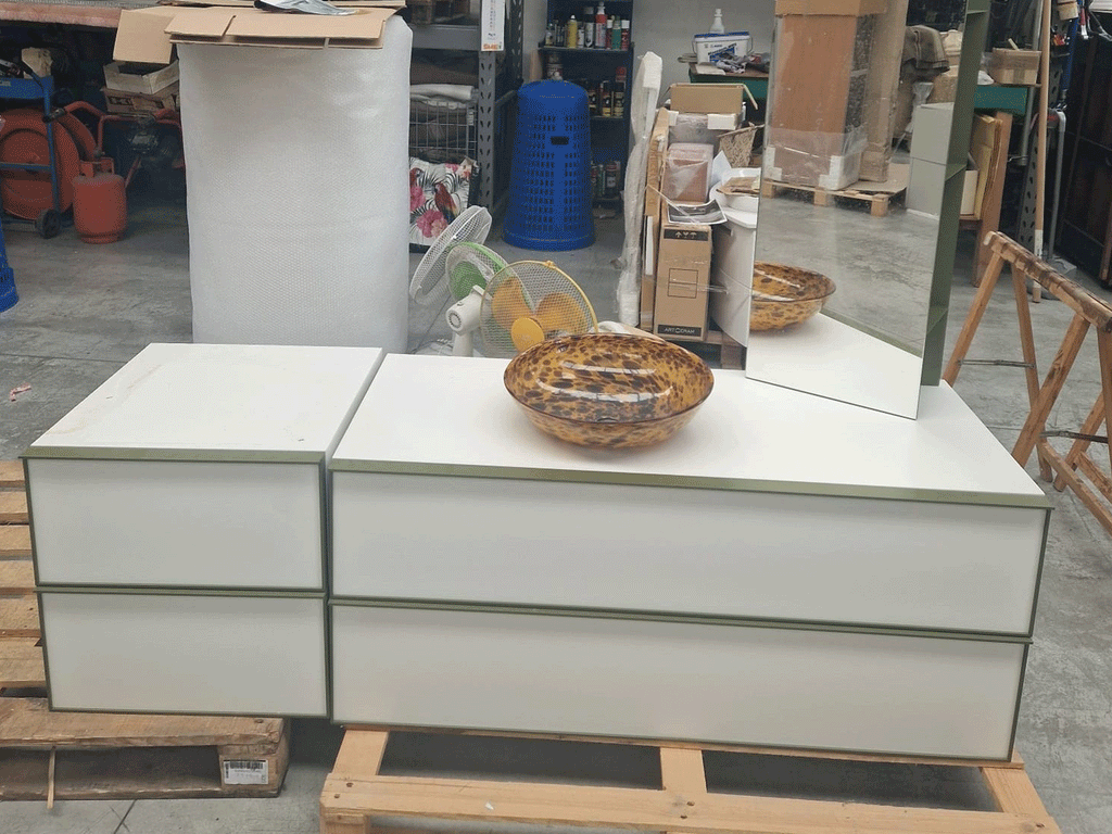 Mobile da bagno bianco/verde salvia