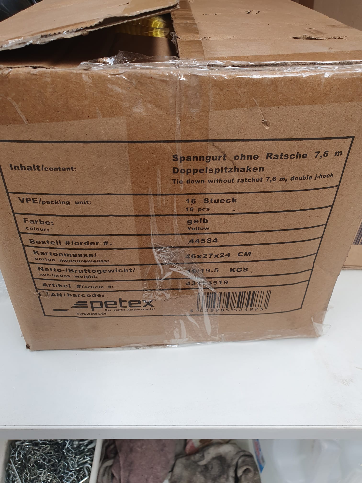 Petex 43193519 cinghia di tensione senza cricchetto 7,6 m, 50 mm