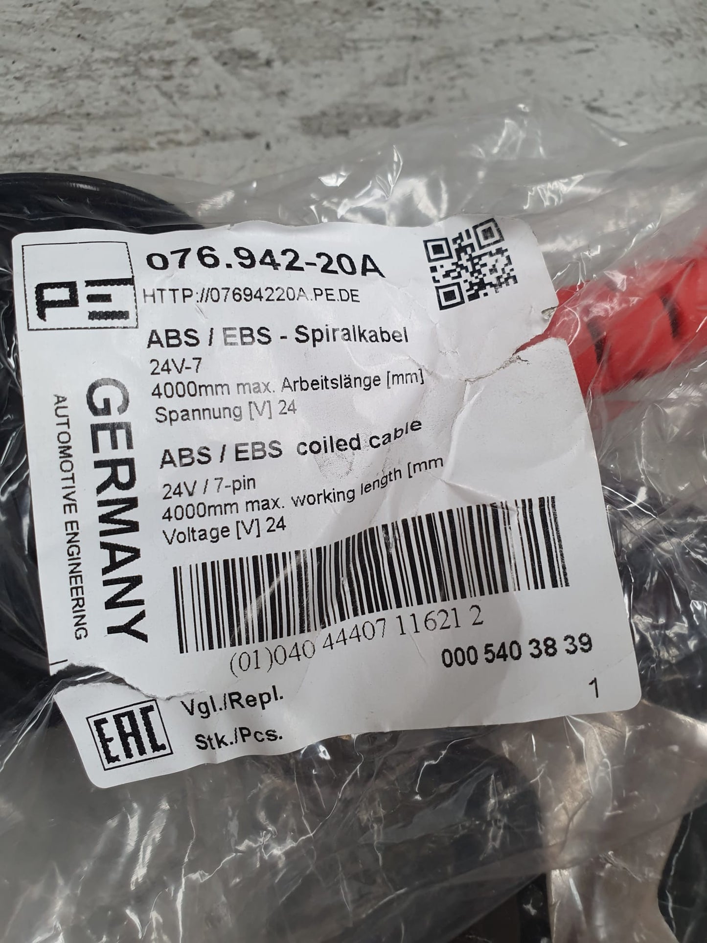 ABS/EBS Cable 24 V 7-pin 076.942-20A Cavo rimorchio camion