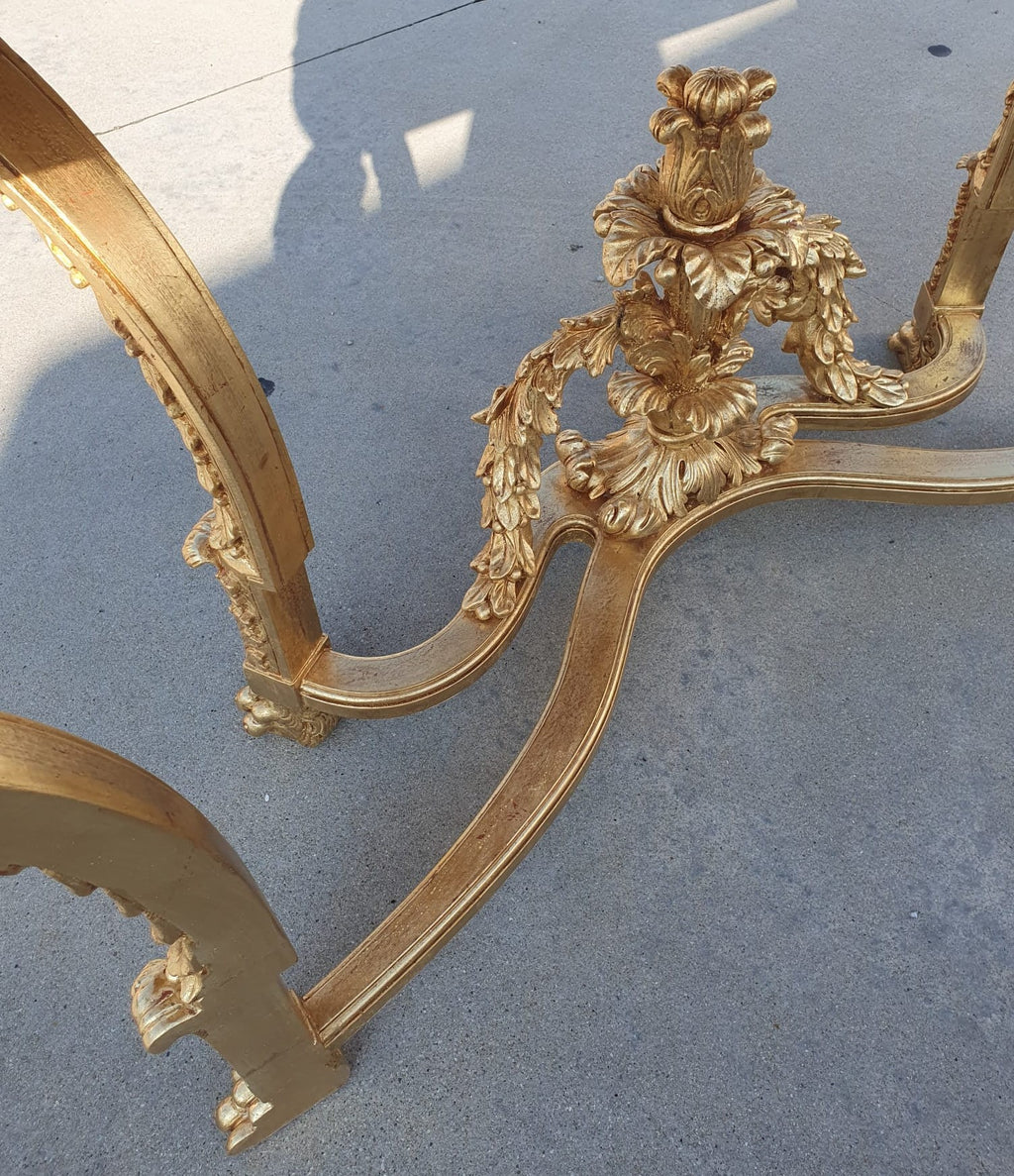 Consolle FOGLIA ORO Luigi XVI per salone piano in travertino