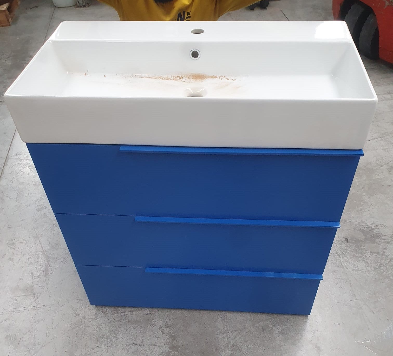 Mobile da bagno 3 cassetti blu con specchio