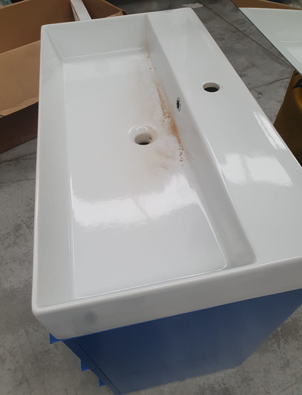 Mobile da bagno 3 cassetti blu con specchio