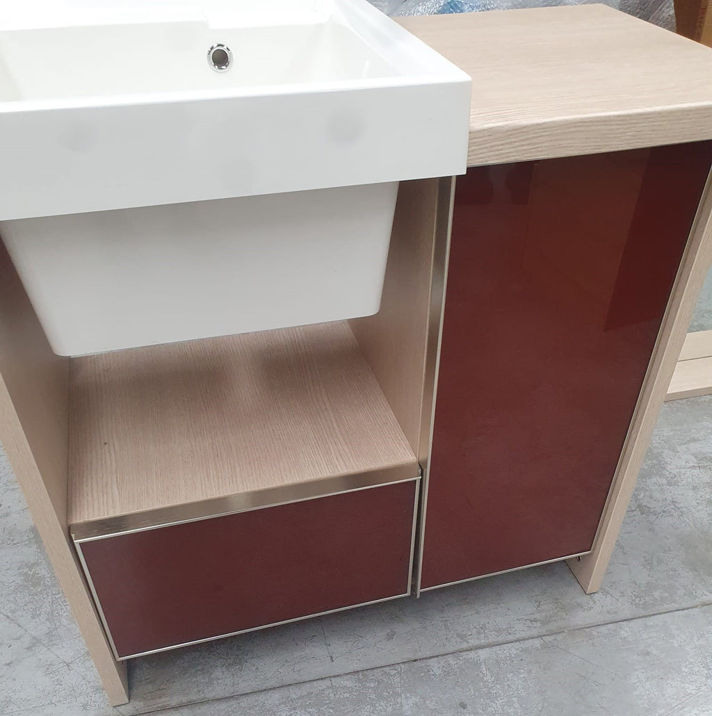 Mobile lavanderia rovere chiaro e rosso rubino