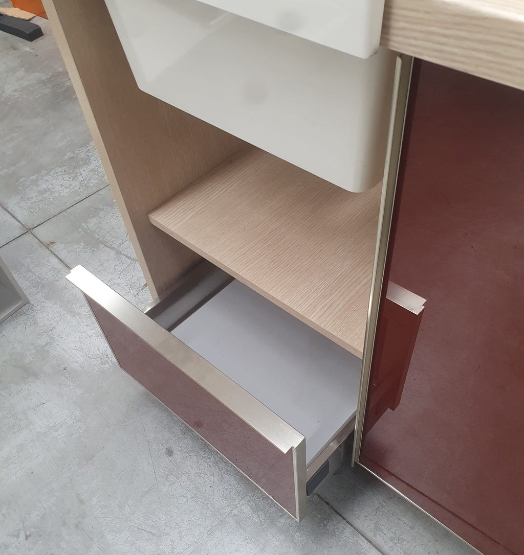 Mobile lavanderia rovere chiaro e rosso rubino