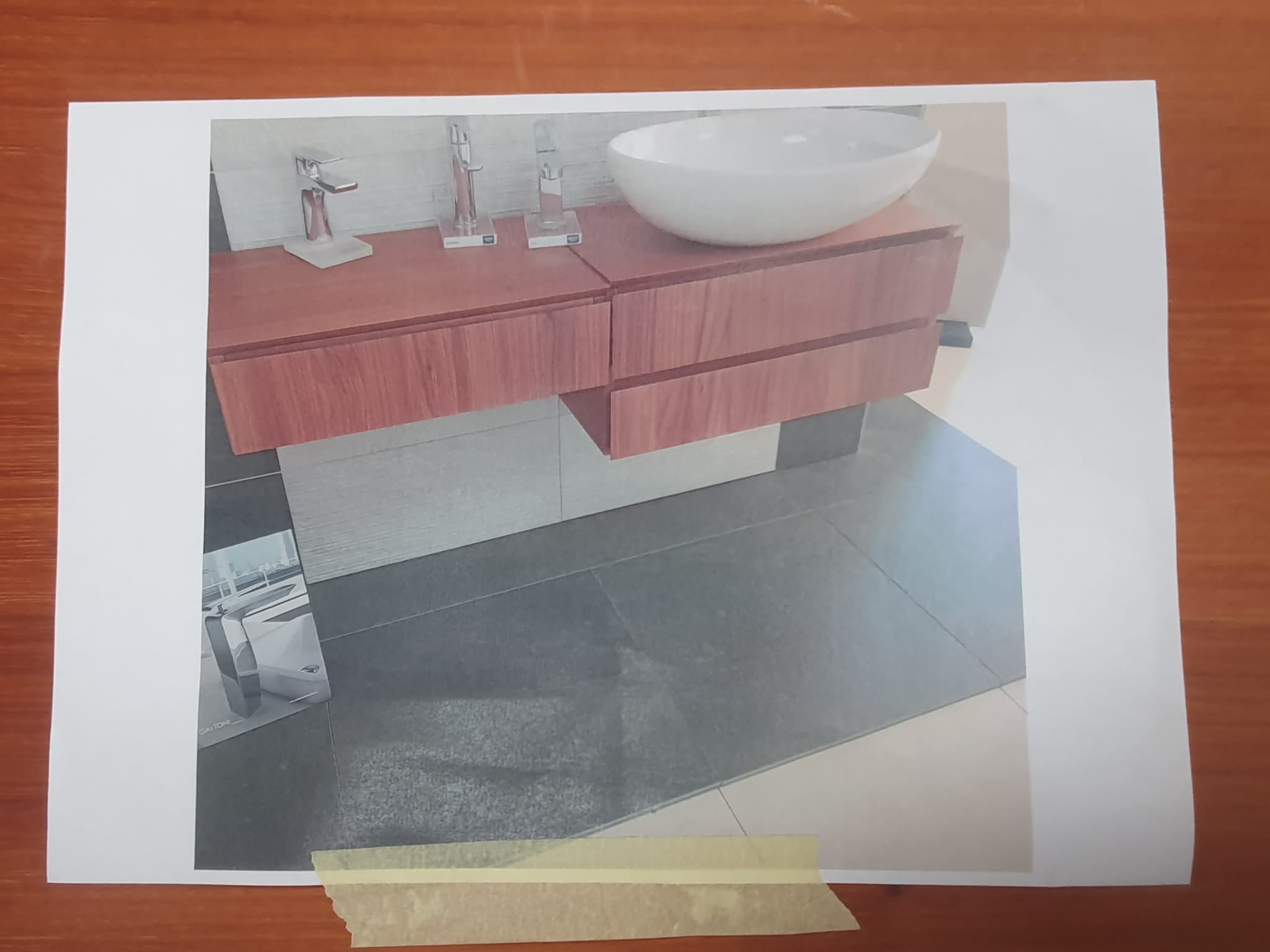 Mobile bagno sospeso ciliegio