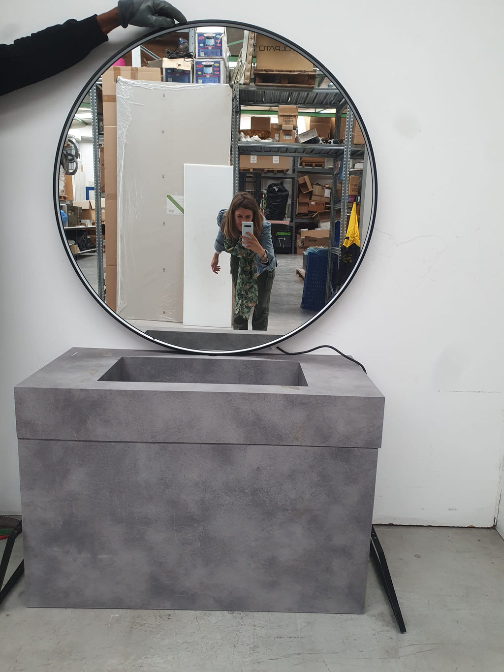 Mobile da bagno moderno effetto pietra L 96 cm