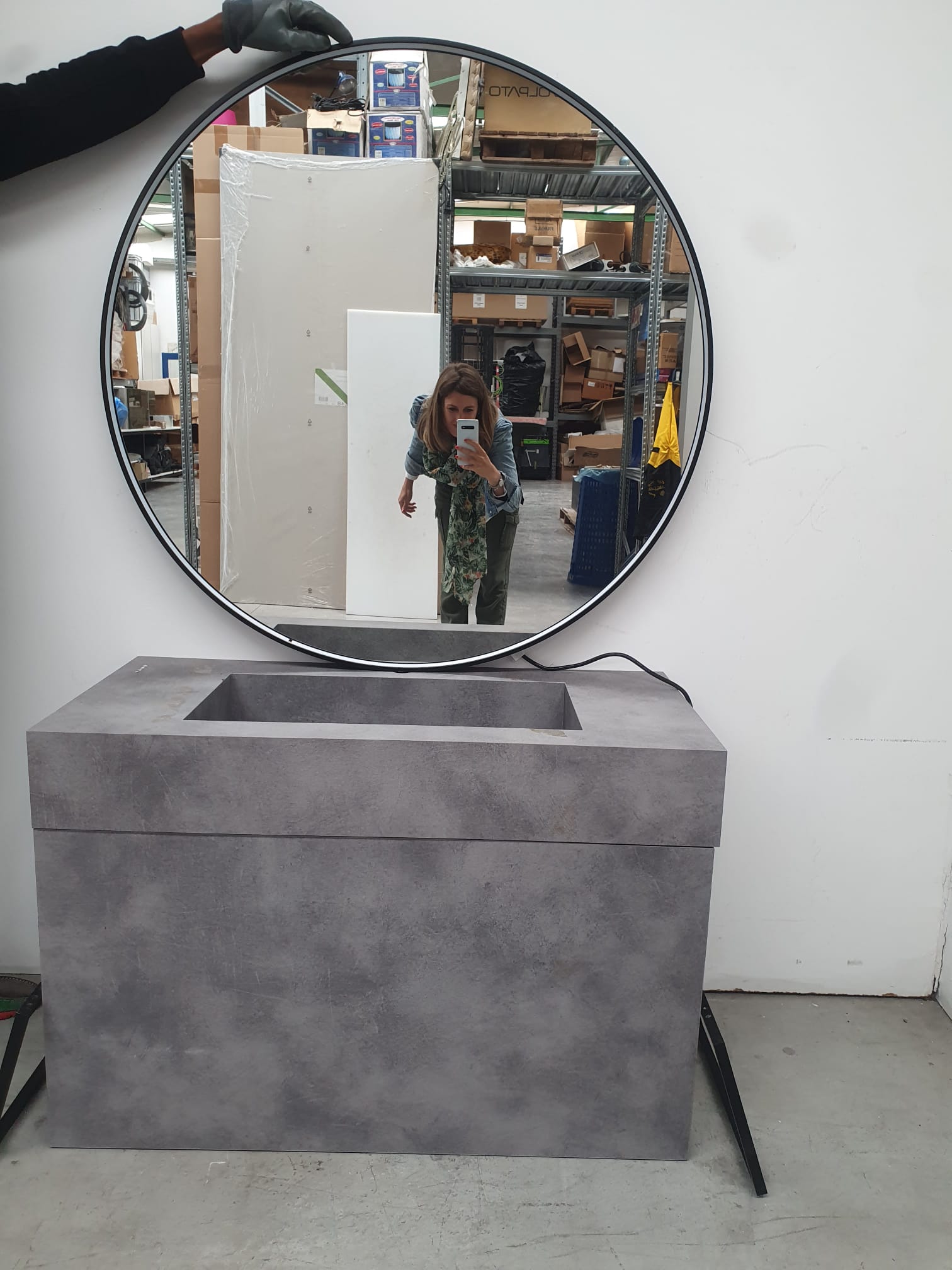 Mobile da bagno moderno effetto pietra L 96 cm