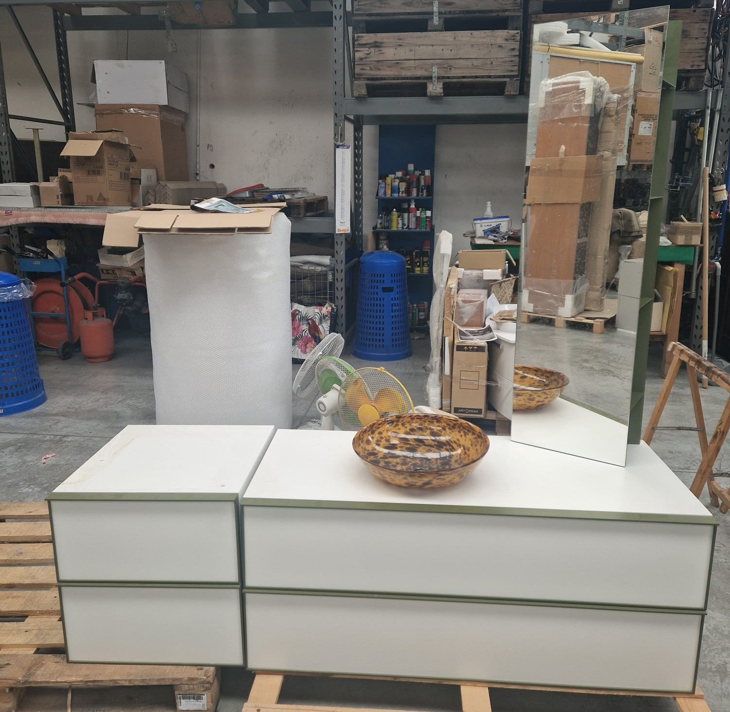 Mobile da bagno bianco/verde salvia