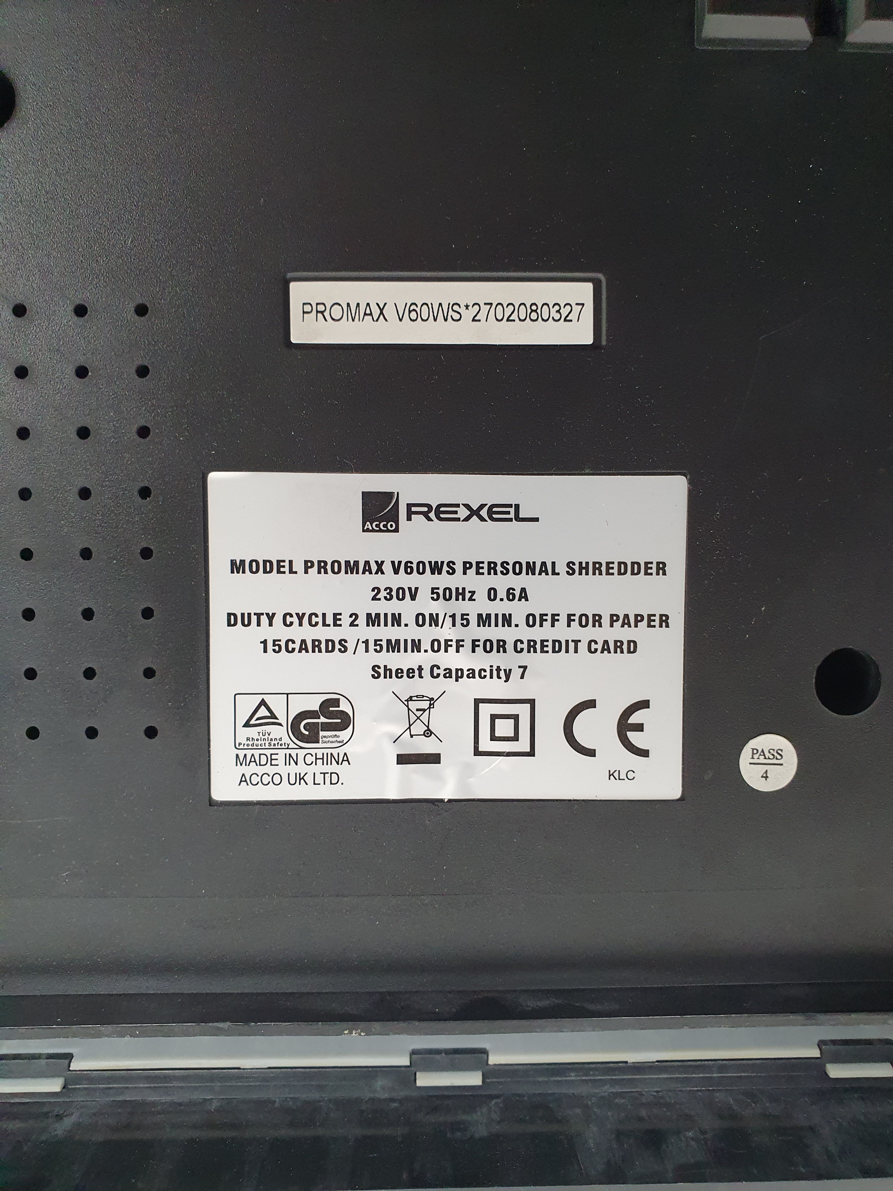 Distruggi documenti Rexel Promax V60WS