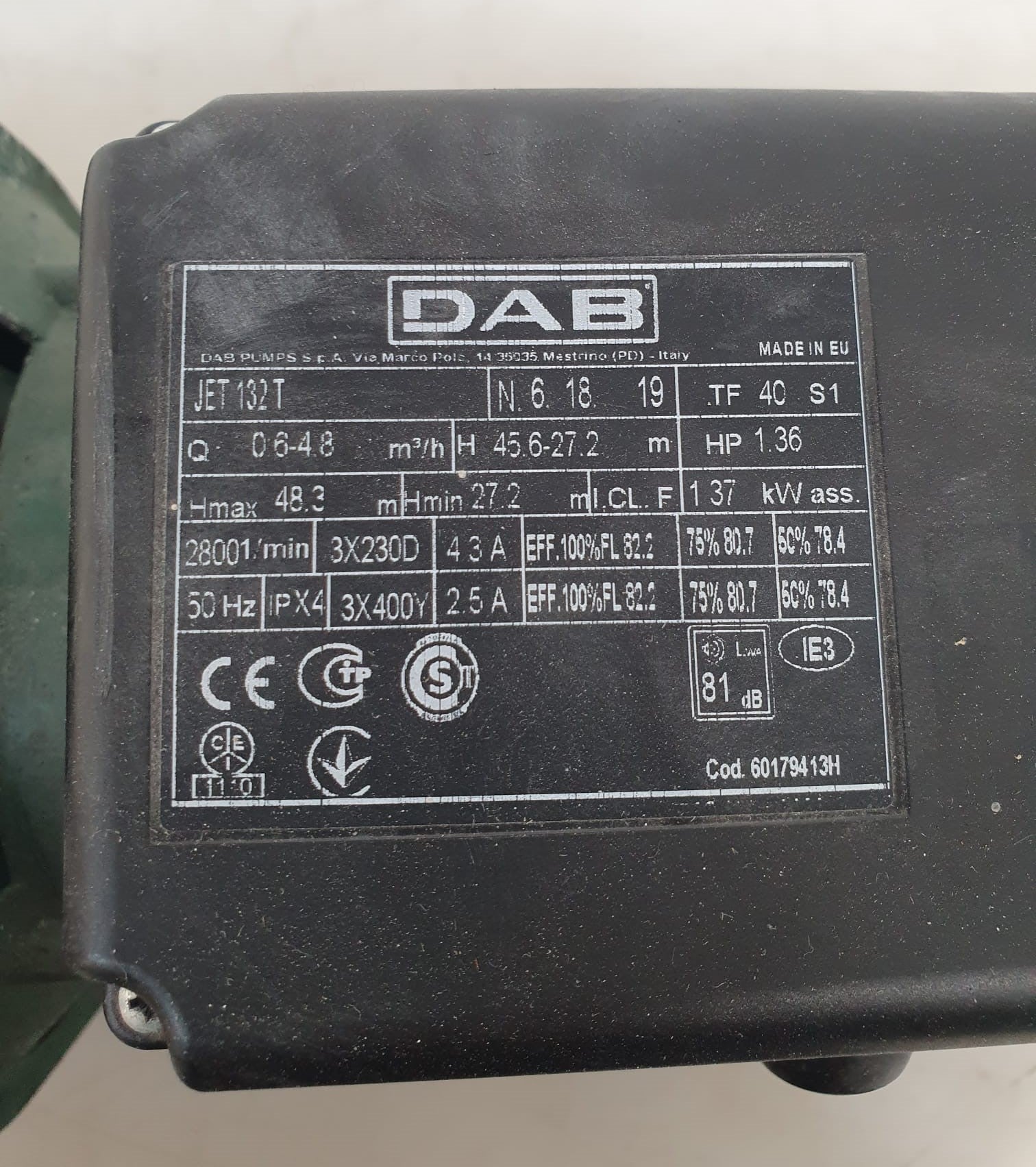 Elettropompa centrifuga autoadescante DAB JET 123T TRIFASE