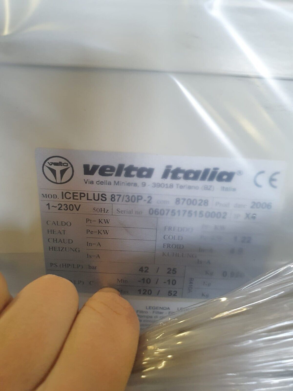 Climatizzatore sopra - più piccolo Velta Italia ICEPLUS 87/30P-2